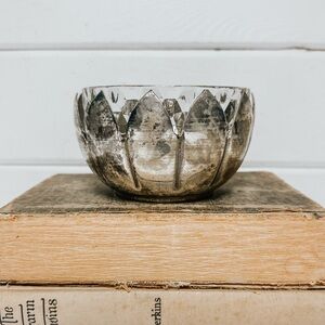 Vintage Silver Plate Lotus and Crystal Bowl | Decorative Bowl